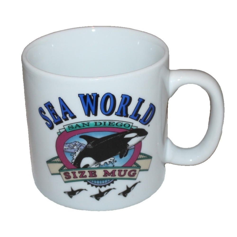 Sea World San Diego whale orca size mug white 16 oz. souvenir